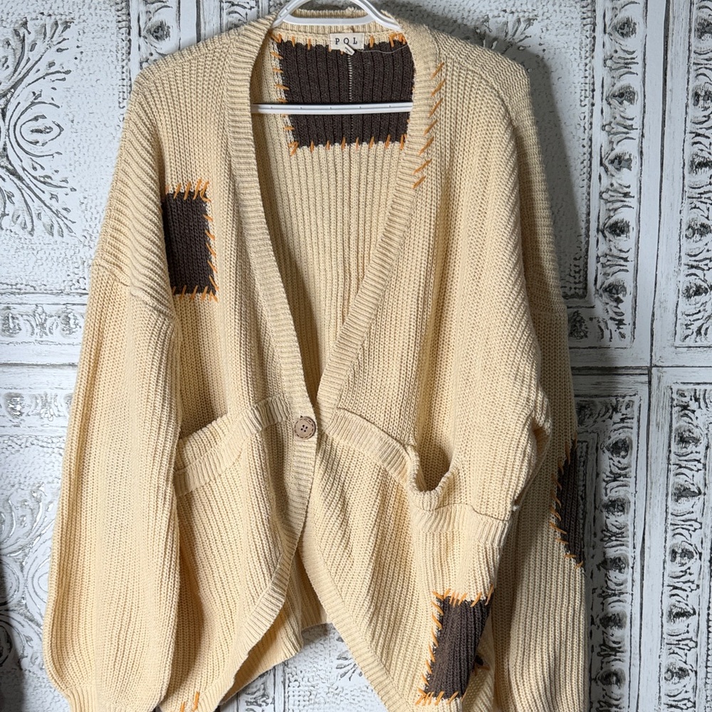 Oversized POL cardigan knit patchwork - image 1